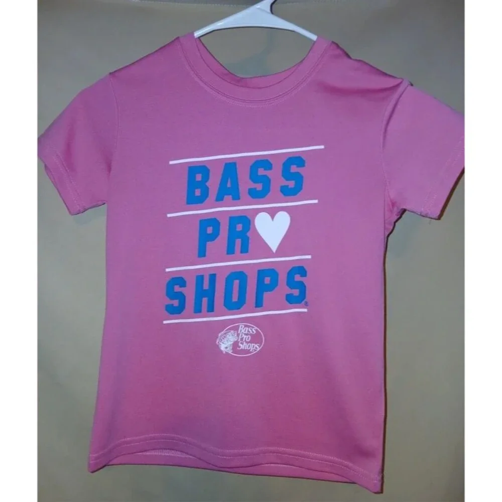 Bass Pro Shops Girls Pink Short Sleeve T-Shirt Size Small S Graphic Tee